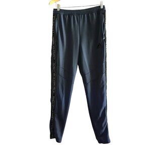ADIDAS- MEN CHARCOAL/BLUE ELASTIC WAIST POCKETS JOGGER TRACK PANTS SIZE MEDIUM